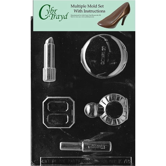 Cosmetics Chocolate Candy Mold with Exclusive Cybrtrayd Copyrighted Molding Instructions, Pack of 6