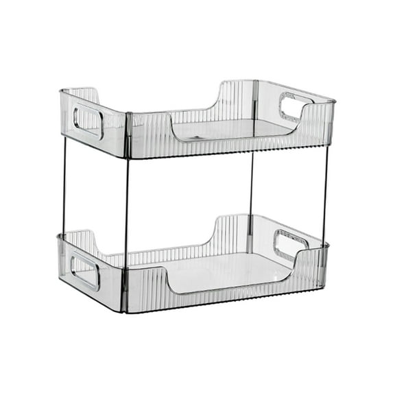 Cosmetics Organizer Rack Vanity Perfume Storage Holder Buffet Serving Tray Light Luxury Cups and Mugs Rack for Tabletop Decor Gray 2 Layers