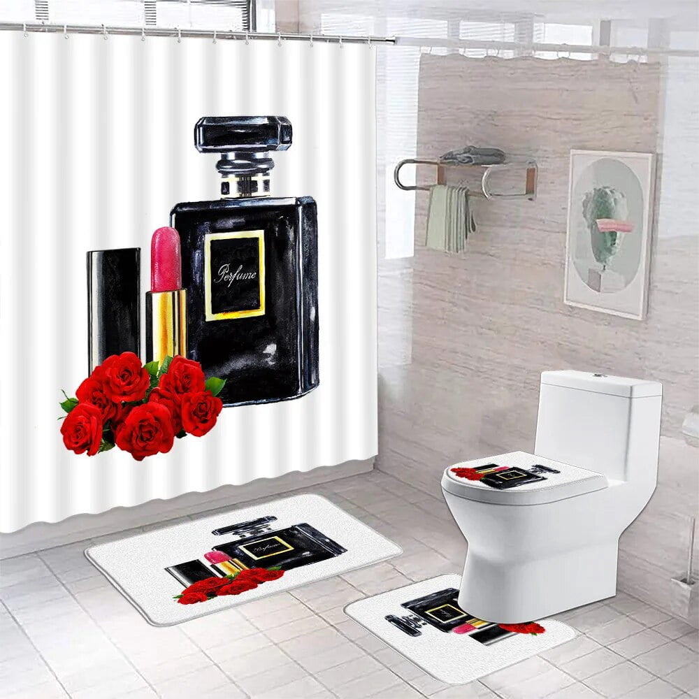 Cosmetics Perfume and Flower Shower Curtain Choose Your Own Size Custom ...