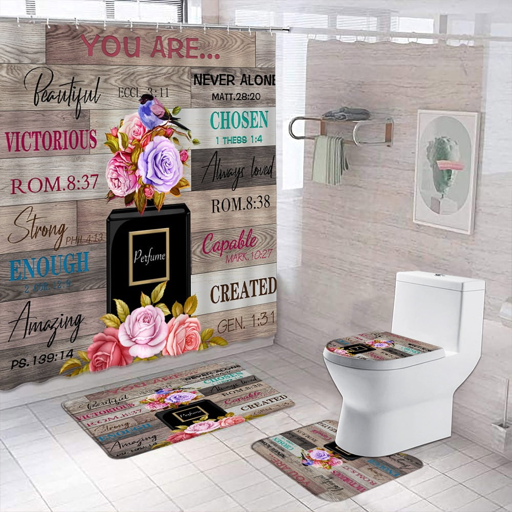 Cosmetics Perfume and Flower Shower Curtain Choose Your Own Size Custom ...