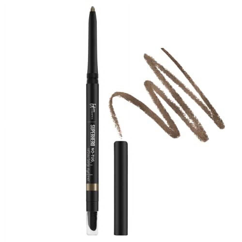 IT Cosmetics Superhero No-Tug  Retractable Eyeliner, Silk Taupe  - All-Day Wear, Waterproof  Formula Won't Smudge -  With Avocado Oil, Chamomile  Extract, Vitamin E &  Carnauba Wax - 0.008  oz