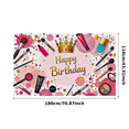 thumbnail image 1 of Cosmetics Themed Happy Birthday Banner Background Party Decoration Photography Prop Backdrop Birthday Celebration Party Supplies, 1 of 6