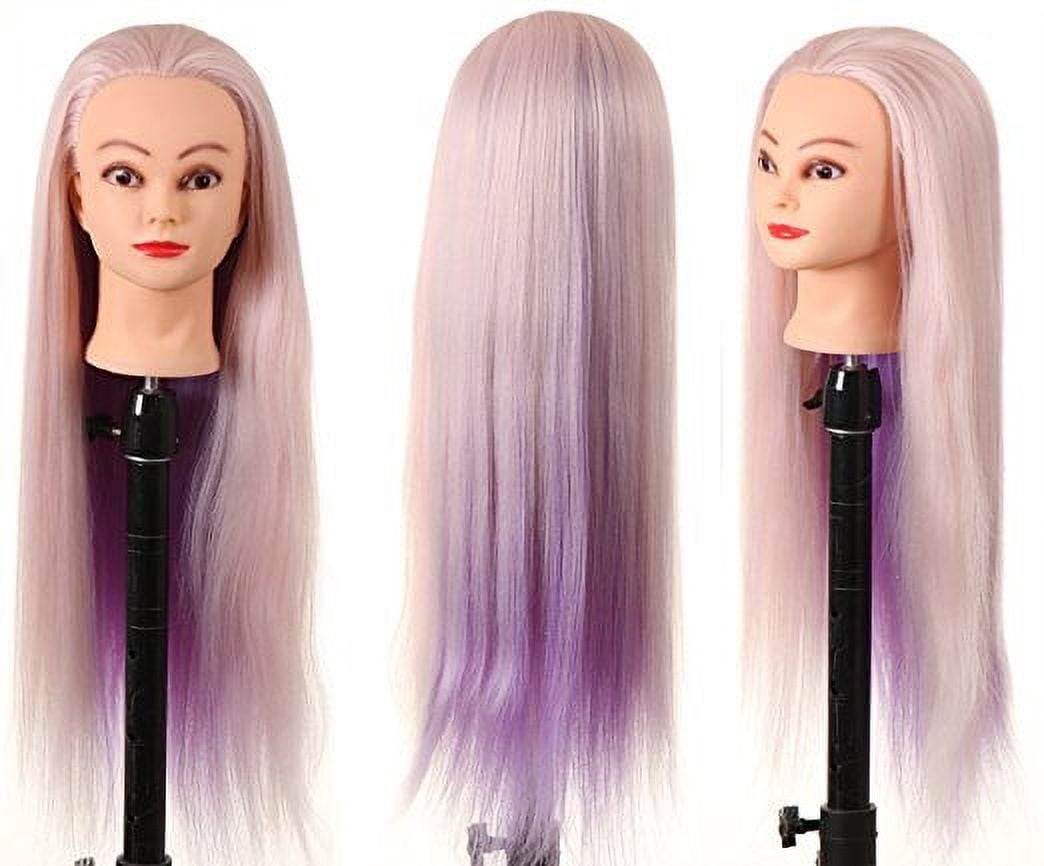 Cosmetology Mannequin Head with YAKI SYNTHETIC HAIR pi/pu two tone