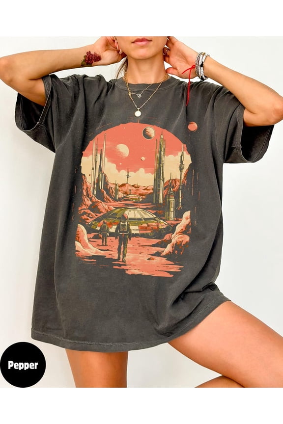 Cosmic Adventure On Mars Shirt Sci Fi Outer Space Futuristic Graphic Design Comfort Colors Unisex Cotton T-Shirt, Size S-3XL