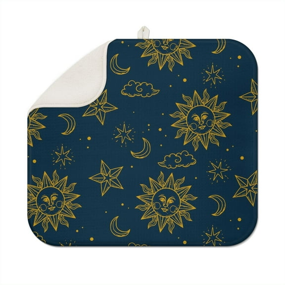 Cosmic Aesthetic Drying Mat - Foldable Microfiber Pad for Dishes, Heat Resistant & Eco-Friendly