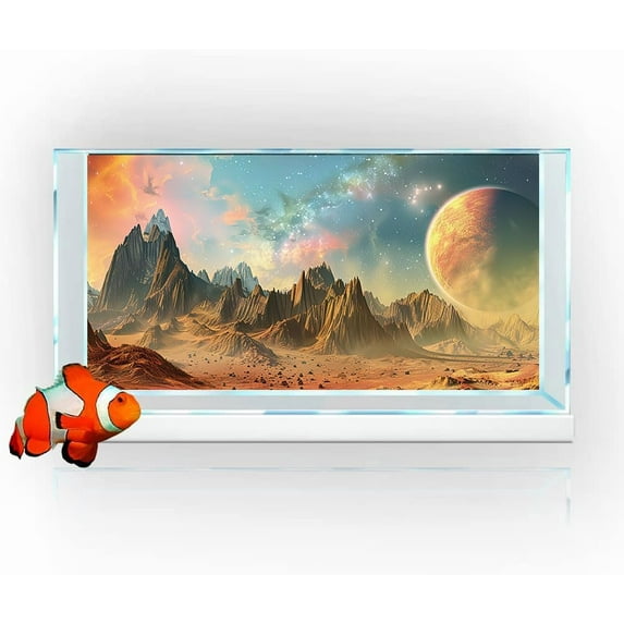 Cosmic Aquarium Background,Cool Galaxy Parallel Space Themed Fish Tank Background, Tropical Desert Terrarium Background with 8 EVA Double-Sided Tape, 48X20IN