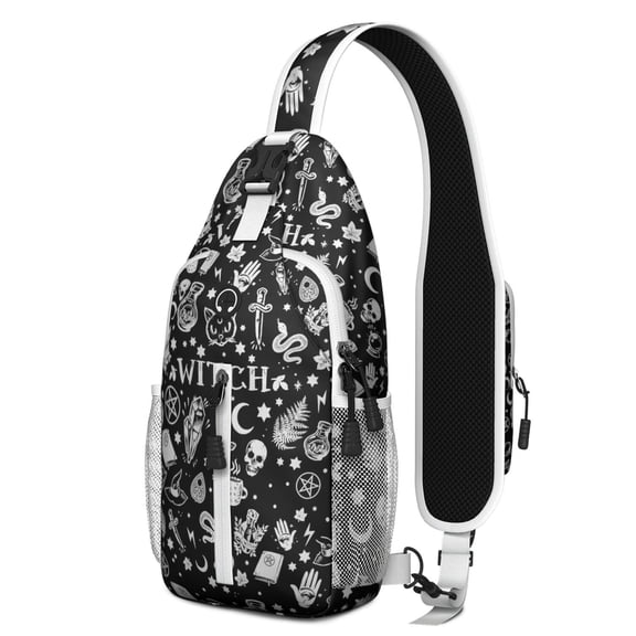 Cosmic Astral Sling Backpack with Star, Moon & Solar Eclipse Artwork, Lightweight Crossbody Travel Daypack, Durable and Adjustable, Perfect for Outdoor Enthusiasts and Office Use
