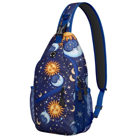 Cosmic Astrology Sling Backpack Gothic Celestial Sun Moon Starry Night Spiritual Witchy Artistic Pattern Aesthetic Crossbody Bag