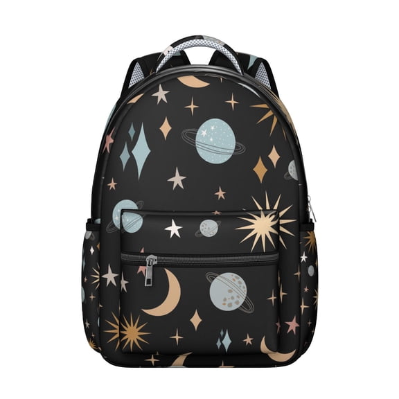 Cosmic Astrology Student Backpack Waterproof Durable School Bag with Gothic Moon and Sun Print, Comfortable Adjustable Straps, Large Capacity for Outdoor and Daily Commuting