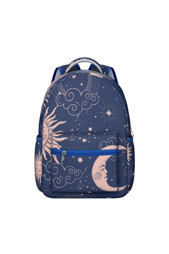 Cosmic Astrology Student Backpack Waterproof Durable School Bag with Gothic Moon and Sun Print, Comfortable Adjustable Straps, Large Capacity for Outdoor and Daily Commuting
