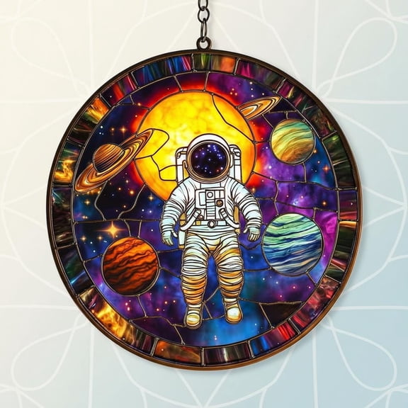 Cosmic Astronaut Acrylic Suncatcher Galaxy Solar System Planets Space Window Hanging Home Decor Kids Bedroom Gift For Him
