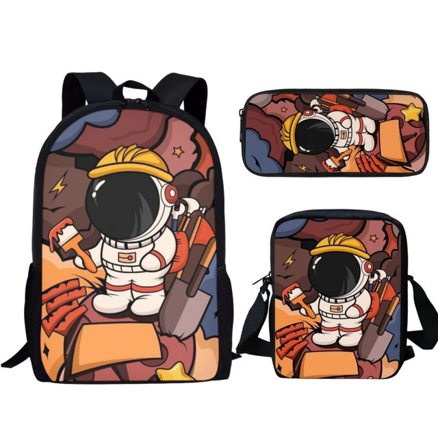 Cosmic Astronaut Cartoon Pattern 3pcs/set Bags Student Book Bags Boys