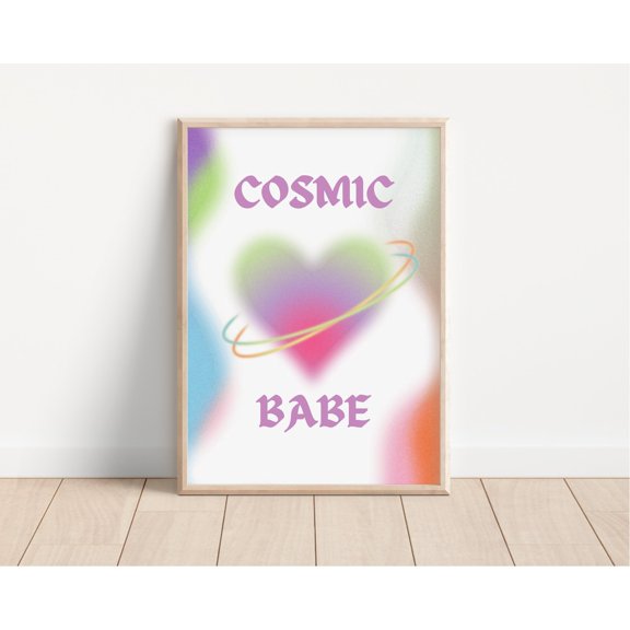 Cosmic Babe Poster Colorful Celestial Y2K Heart Gradient, Unframed Paper Poster 8x10in