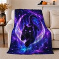 thumbnail image 1 of Cosmic Black Cat Leaping Through Crescent Moon Mystical, Festive Pet Portrait Pattern, Warm Flannel Blanket for Living Room and Bedroom, Cat Lovers Christmas Gift, Pet Lover Home Decor, 1 of 9