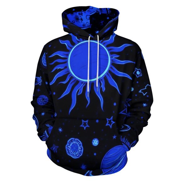 Cosmic Blue Sun Planets Stars 3D Print Hoodie Men Women Autumn Thin Pullover Sweatshirt Vintage Streetwear Tops
