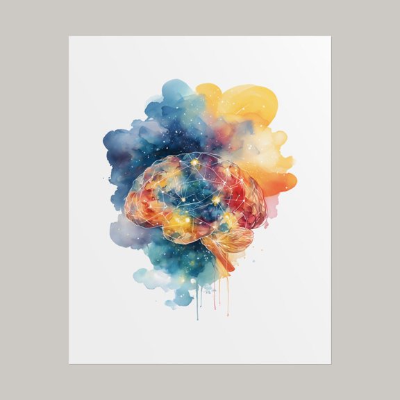Cosmic Brain Human Mind Wall Art Print, Unframed Paper Poster 8x10in