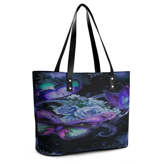 Cosmic Butterfly Woman Leather Handbags Large Tote Bag Fashion Portable Handbags With Zipper