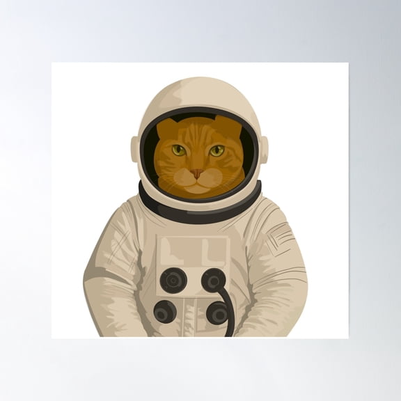 Cosmic Cat Commander Poster Wall Art, Modern Wall Decor, 30x30 UNFRAMED