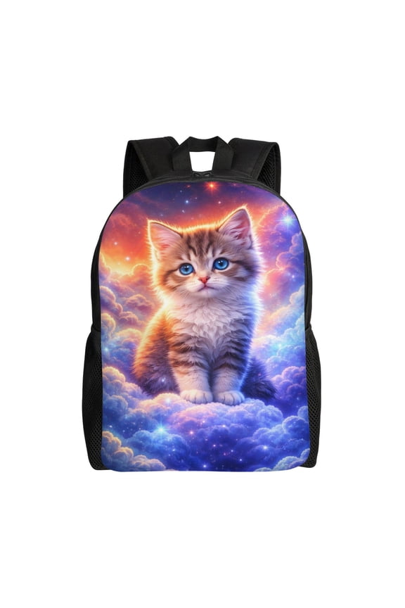 Cosmic Cat Fantasy Sky Art Backpack Large Capacity Laptop Bag for Men and Women