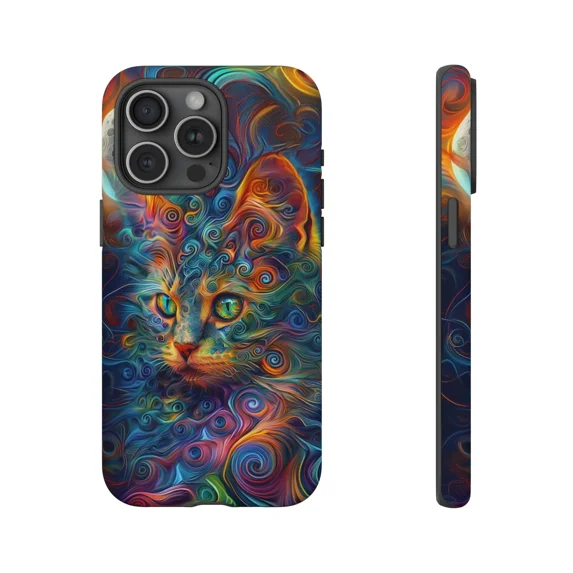 Cosmic Cat Mandala Abstract Galaxy Inspired Protective Cover for 11 12 13 14 15 16 Pro Max