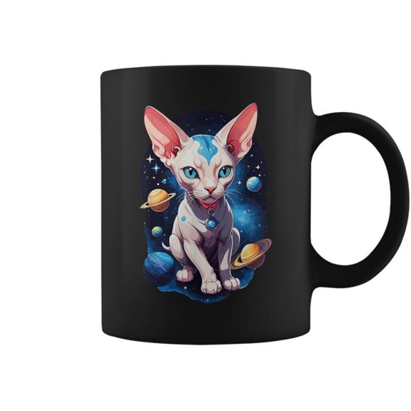 Cosmic Cat Sphynx Cat Kitty Space Galaxy Hairless Sphynx Cat Coffee Mugs