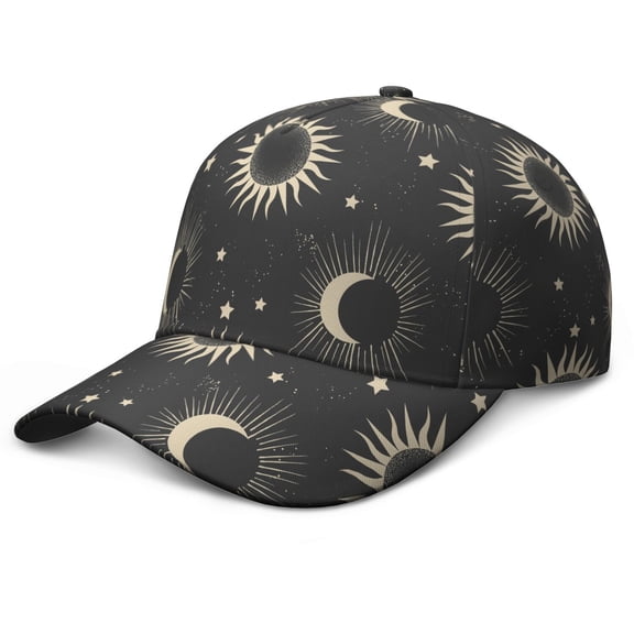 Cosmic Celestial Baseball Cap - Gothic Sun Moon Star Print Adjustable Unisex Outdoor Hiking Cap