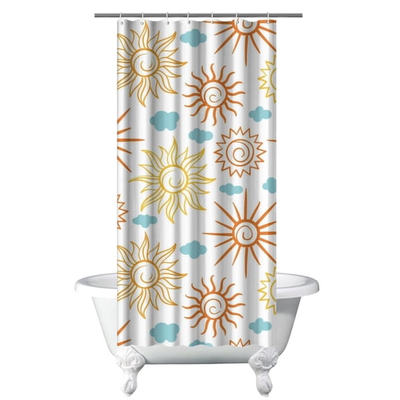 Cosmic Celestial Shower Curtain Gothic Sun Moon Star Print, Spiritual Witchy Night Sky Aesthetic Waterproof Fabric with Hooks, Astrology Pattern Bathroom Decor for Home or Spa