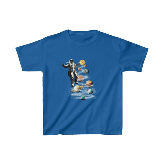 Cosmic Christmas: Kids' Astronaut and Planet Tree T-Shirt
