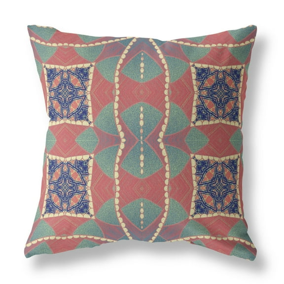Cosmic Circle Sprays Throw Pillow with Removable Cover in Red Green Indigo 20x20