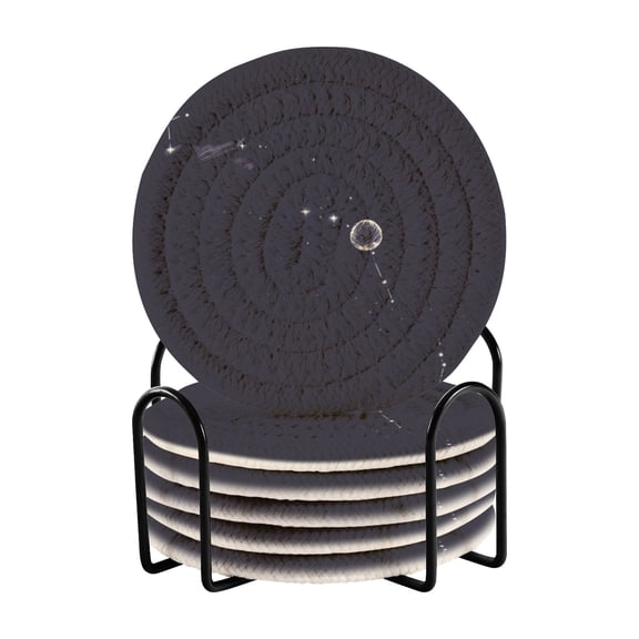 Cosmic Constellations 4in Bar Coasters Set of 6 with Storage Rack Durable Heat Resistant