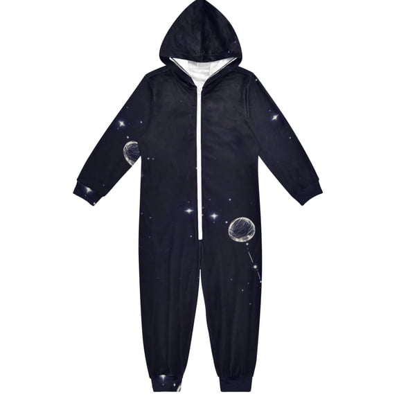 Cosmic Constellations One Piece Pajamas Soft Jumpsuit Cozy Sleep and Play Romper Zipper and Pockets 4T