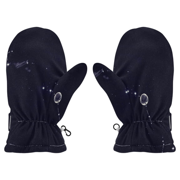Cosmic Constellations Witch Cauldron Pattern Cold Weather Mittens Cozy Gloves with Adjustable Fit Perfect for Outdoor Fun