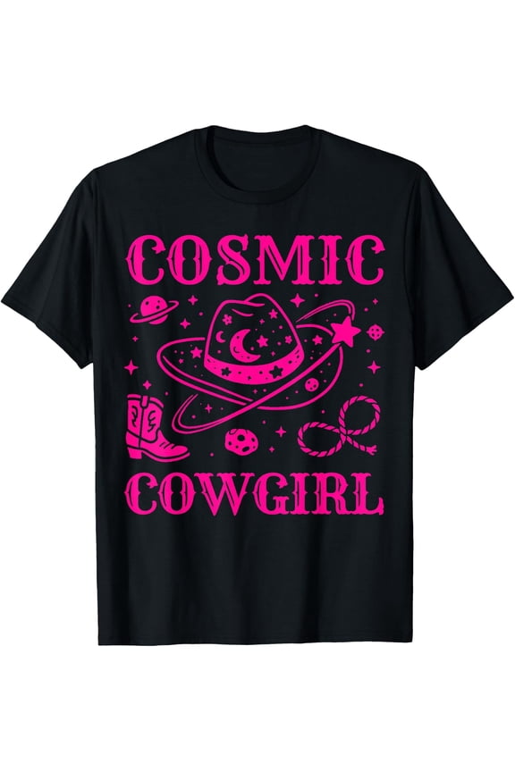 Cosmic Cowgirl Hat Stars Western Rodeo T-Shirt