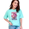 thumbnail image 1 of Cosmic Cowgirl Retro T Shirt, Disco Ball Cowgirl Boots Tee, Unique Galaxy Inspired Shirt, Fun Trendy Graphic Tee, Gift for Her, Chalky Mint Comfort Colors T-Shirt, Medium, 1 of 1