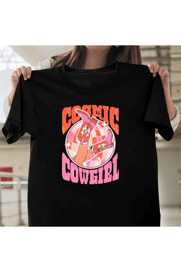 Cosmic Cowgirl Rodeo Western Graphic Women Comfort Colors Country Style V51322 Unisex T-Shirt, Size Up to 5XL