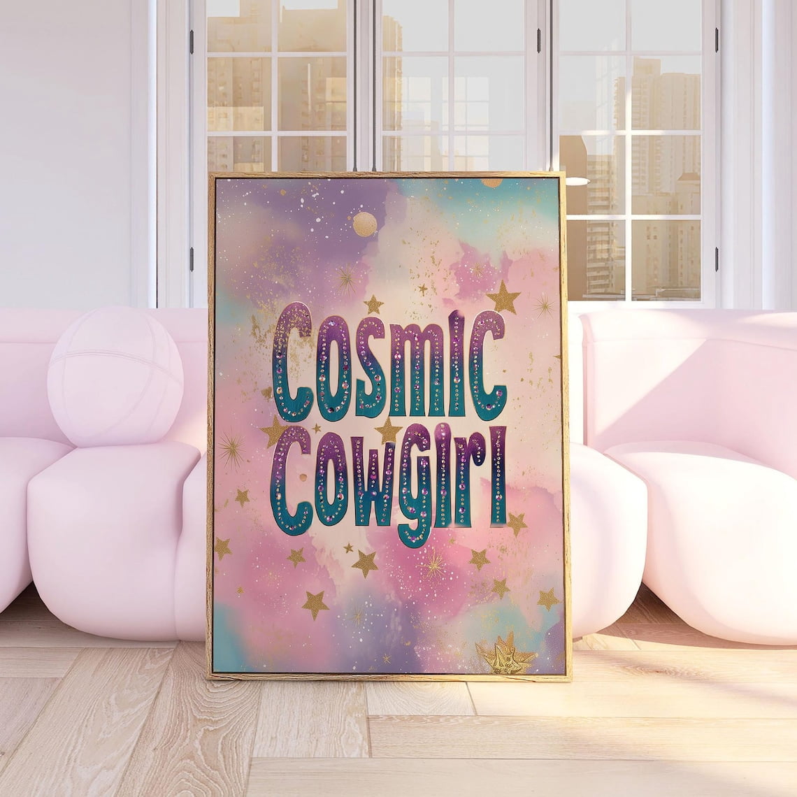 Cosmic Cowgirl Wall Art Retro Western Poster Pink Y2K Cowgirl Print ...