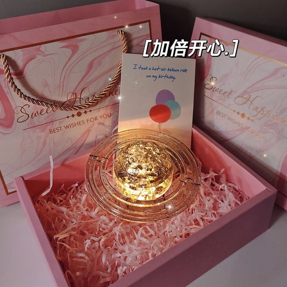 Cosmic Crystal 3D Puzzle with LED Lights - DIY Starry Galaxy Model Kit, Unique Desk Decor Gift