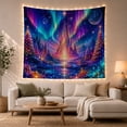 thumbnail image 1 of Cosmic Crystal Castle in Aurora, Mystical Fantasy for Space Lovers, Celestial Landscape Wall Decor, Housewarming Gift Tapestry Wall Hanging for Bedroom and Living Room, 1 of 6