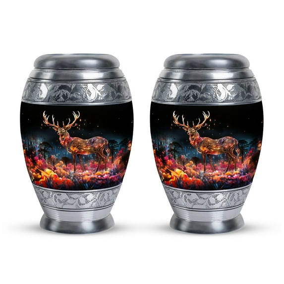 Cosmic Dear In Colorfull Forest Urns For Adult Male, Mini Cremation Urns For Women, Urn For Human Ashes Adult Men 3inch, Urns For Mom, Burial Urns For Cremated Remains, Small Urn Pack Of 2