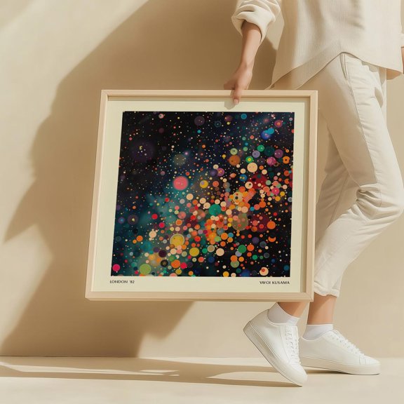 Cosmic Dots Wall Art Colourful Space-Inspired Abstract Artwork For Living Room, Bedroom, Or Office Decor, Modern Dot Print Square Poster Wall Art, Modern Wall Decor, 16x16 UNFRAMED