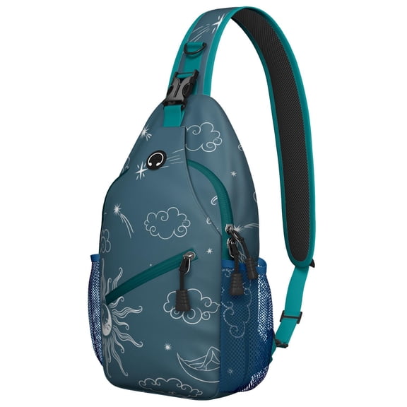 Cosmic Eclipse Sling Backpack Gothic Moon Star Celestial Steampunk Dark Astral Lunar Night Artistic Pattern Aesthetic Crossbody Bag