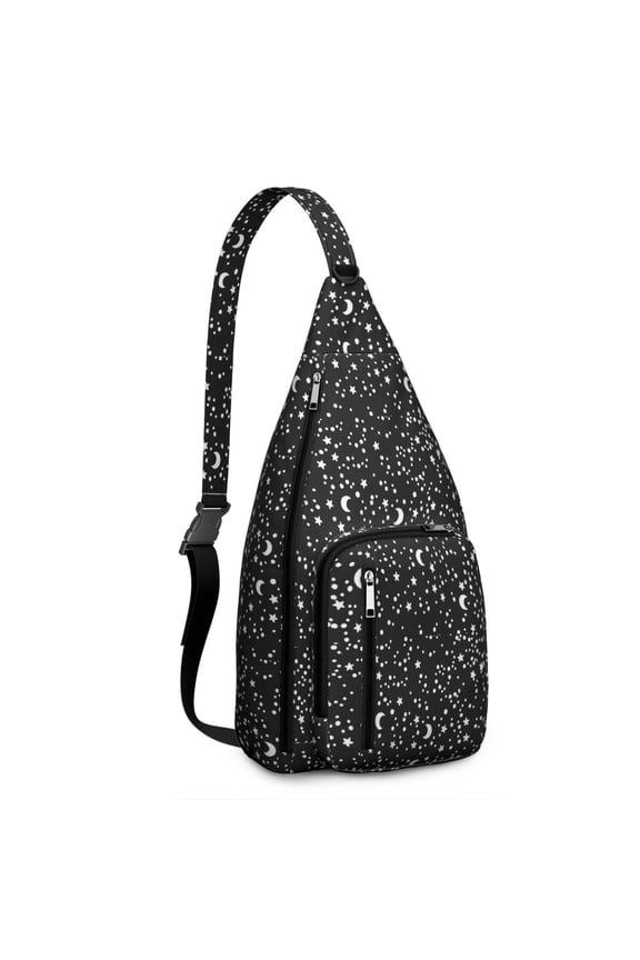Cosmic Eclipse Sling Backpack - Mystical Lunar & Constellation Print, Lightweight Anti-Theft Pack for Goth Fashion & Outdoor Adventures