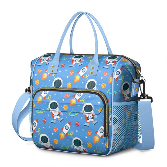 Cosmic Explorer Large Insulated Lunch Box – Leakproof Dual Compartment Cooler Tote with Celestial Patterns for Space Geeks and Sci-Fi Fans