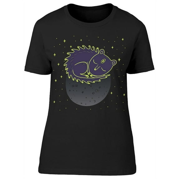Cosmic Finger Cat In Space Art T-Shirt Women -Image by Shutterstock, Female Large