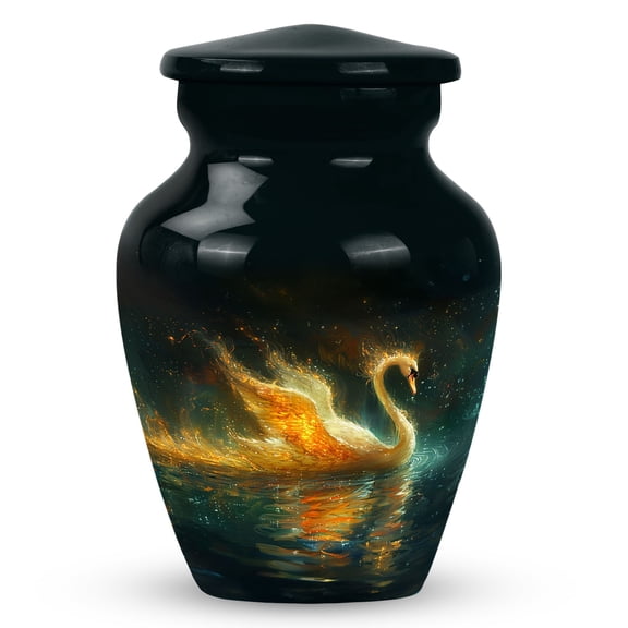 Cosmic Fire Swan - Small Urns For Ashes Adult Female - Decorative Small Urn for Women's Ashes - Mini Cremation Container - Compact Memorial Keepsake 3 Inch, 1 Pc