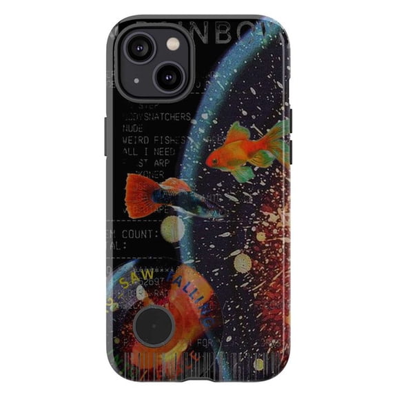 Cosmic Fish Phone Case, Surreal Galaxy Aquarium Art iPhone Cover, Space Fantasy Artistic Protective Case for iPhone 16 15 14 13 12 11 Pro Plus Mini
