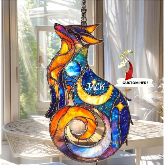 Cosmic Fox Celestial Acrylic Suncatcher Window Hanging