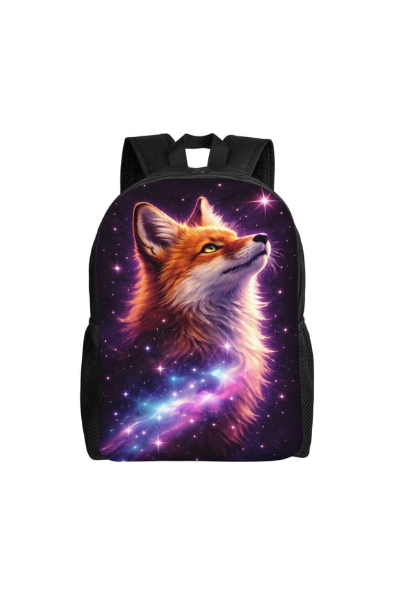 Cosmic Fox Galaxy Backpack Large Capacity Laptop Bag for Men and Women