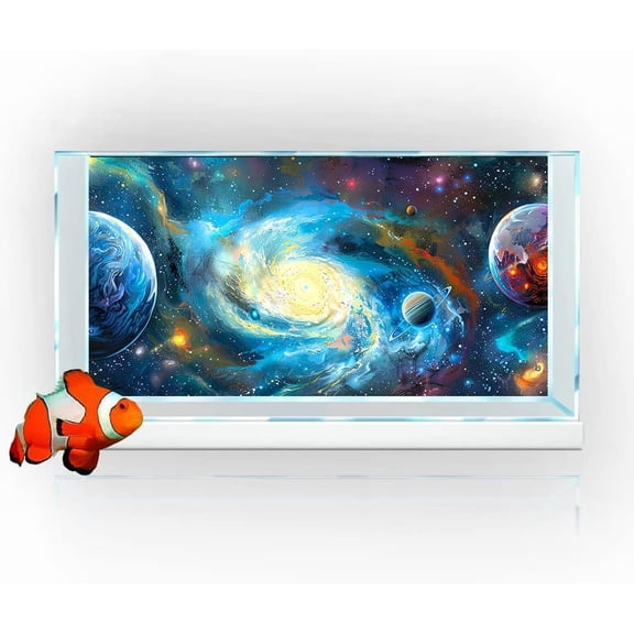 Cosmic Galactic Vortex Reptile Habitat Background, Space Parallel Space Themed Terrarium Background, Cool Aquarium Background with 10 EVA Double-Sided Tape, 36X20IN