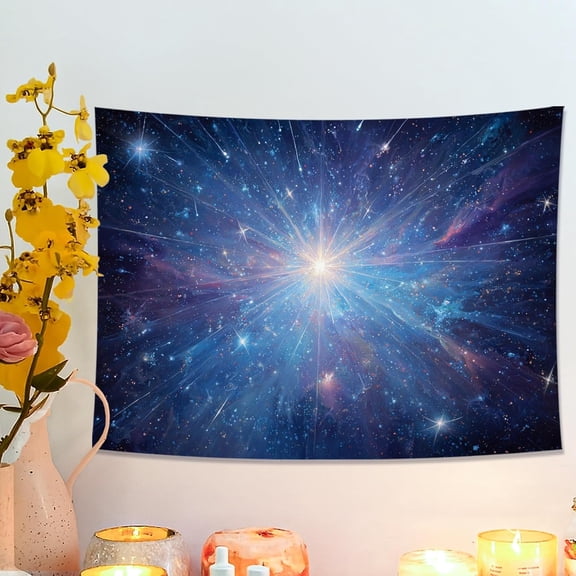Cosmic Galaxy Blue Tapestry, Starry Sky Celestial Wall Decor, Mystical Tapestries Aesthetic for Bedroom, Living Room, Dorm 40x30 Inch